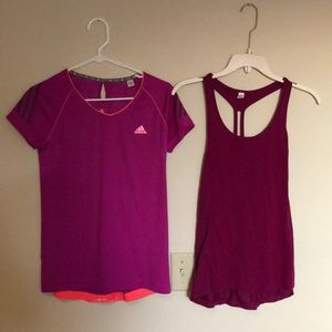 Adidas & Under Armour pink workout tops